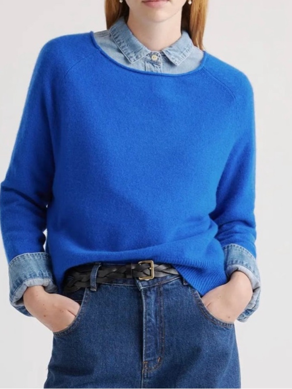 QUINCE Sapphire 100% Mongolian Cashmere Boatneck Sweater Medium